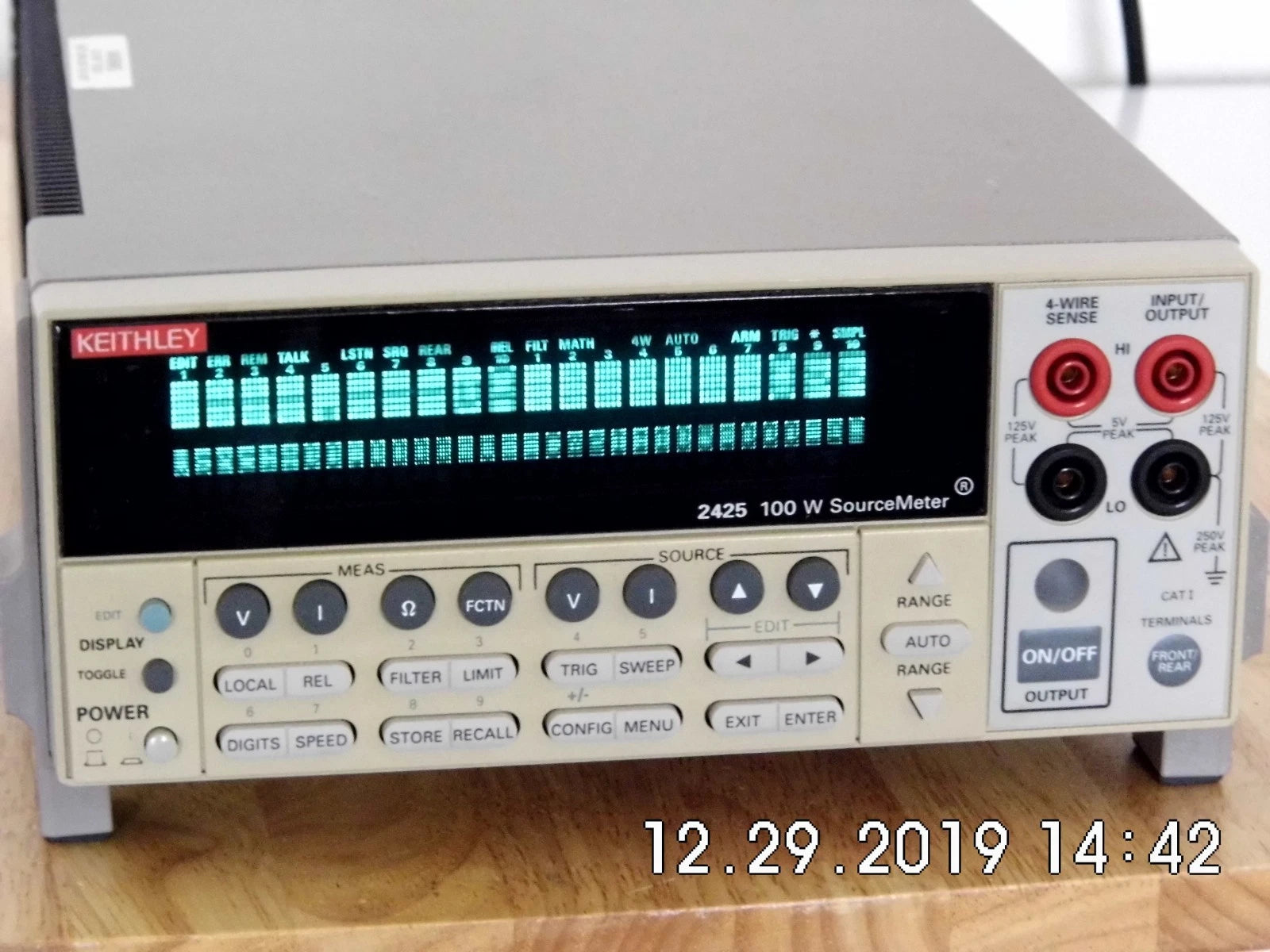 Keithley 2425 100Vdc 3A 100W DC SourceMeter w/ shelf expired NIST cal and data Keithley 2425 100Vdc 3A 100W DC SourceMeter w/ shelf expired NIST cal and data